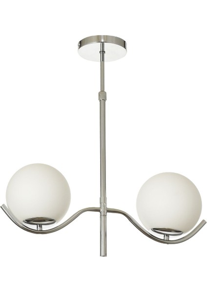 Ranya 2 li Beyaz Camlı Salon Oturma Odası Modern Avize - (Krom Kaplama) fiyatları