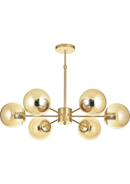 Miya 6 lı Bal Camlı Salon Oturma Odası Modern Sarkıt Avize - (Gold Kaplama) fiyatları