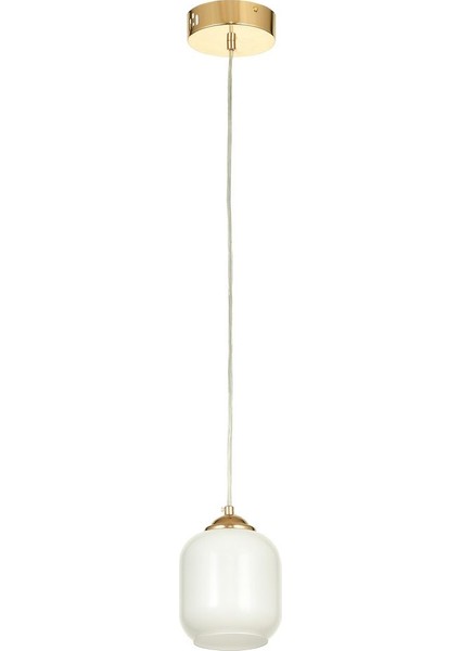 Siena Tekli Beyaz Camlı Salon Oturma Odası Modern Avize - (Gold Kaplama)