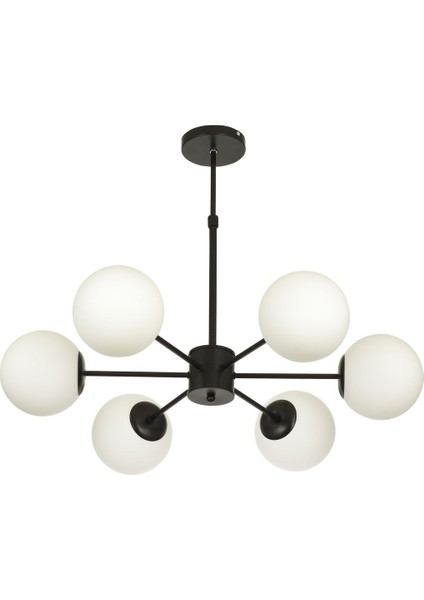 Miya 6 lı Beyaz Camlı Salon Oturma Odası Modern Sarkıt Avize - (Siyah) fiyatları