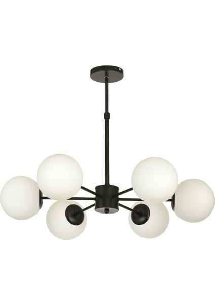 Miya 6 lı Beyaz Camlı Salon Oturma Odası Modern Sarkıt Avize - (Siyah) modelleri