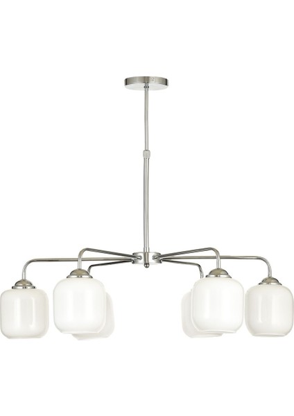 Siena 6 lı Beyaz Camlı Salon Oturma Odası Modern Sarkıt Avize - (Krom Kaplama) modelleri
