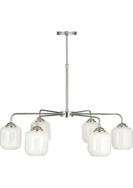 Siena 6 lı Beyaz Camlı Salon Oturma Odası Modern Sarkıt Avize - (Krom Kaplama) fırsatları