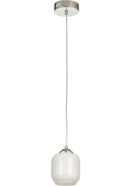 Siena Tekli Beyaz Camlı Salon Oturma Odası Modern Avize - (Krom Kaplama)