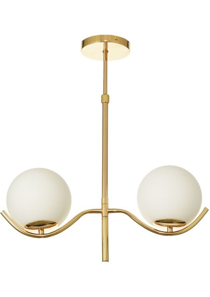 Ranya 2 li Beyaz Camlı Salon Oturma Odası Modern Avize - (Gold Kaplama) modelleri