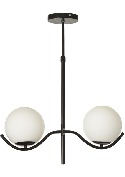 Ranya 2 li Beyaz Camlı Salon Oturma Odası Modern Avize - (Siyah) fiyatları