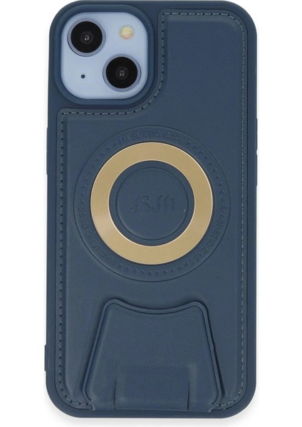 iPhone 14 Kılıf Merkür Magneticsafe Standlı Kapak - Lacivert