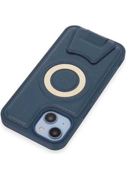 iPhone 14 Kılıf Merkür Magneticsafe Standlı Kapak - Lacivert modelleri