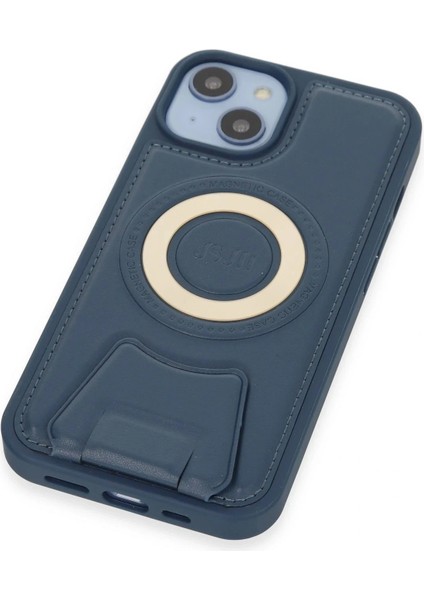 iPhone 14 Kılıf Merkür Magneticsafe Standlı Kapak - Lacivert fırsatları