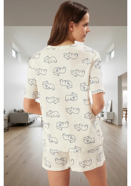 Yazlık %100 Pamuklu Kedili Pijama Takımı Rahatlık ve Şıklık Bir Arada Trend Tasarım Yüksek Kalite modelleri