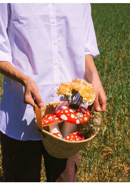 Çok Renkli Vazo Doıy Amanita Mantar Büyük Vazo