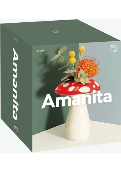 Çok Renkli Vazo Doıy Amanita Mantar Büyük Vazo