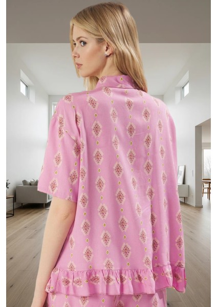 Rahat Viskoz Pijama Takımı Etnik Desenli Şortlu Yazlık Premium Kalite Zarifane Tasarım modelleri