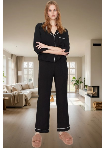 Shally Dokuma Viskon Pijama Takımı Kışlık Rahat Kalıp Dayanıklı Malzeme Profesyonel Görünüm