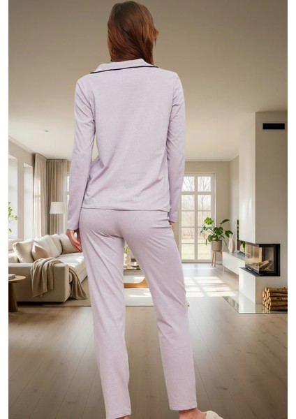 Panda Baskılı Örme Pijama Takımı Pamuklu Rahat Uzun Kollu Boru Paça Seçkin Malzeme modelleri