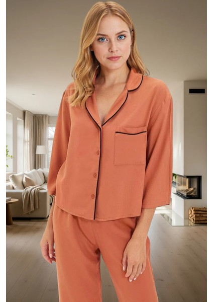 Shally Dokuma Viskon Pijama Takımı Kışlık Rahat Kalıp Dayanıklı Malzeme Profesyonel Görünüm