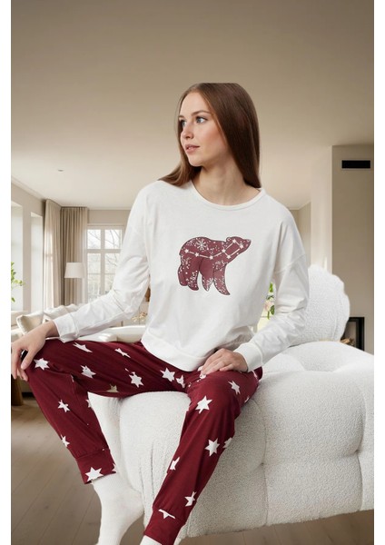 Pamuklu Pijama Takımı Yıldız Desenli Rahat ve Şık Uzun Paça Kış Mevsimi Premium Kalite fiyatları