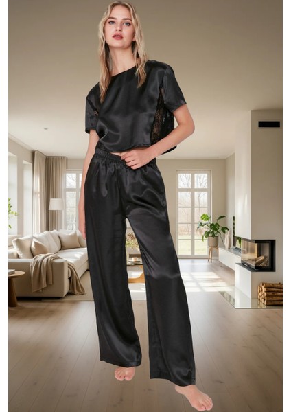 Evde Rahatlık Için Polyester Saten Pijama Takımı Özel Tasarım Modern Stil Yüksek Kalite
