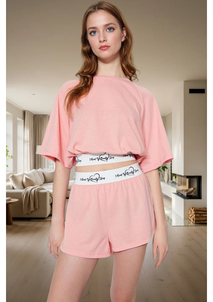 Rahat Yazlık Şortlu Pijama Takımı Pamuklu Örme Kumaş 2'li Set Yüksek Kalite Seçkin Malzeme