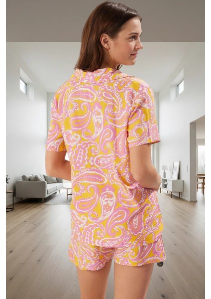 Rahat Viskon Pijama Takımı Çok Etnik Desenli Şortlu Yaz Için Ideal Dayanıklı Malzeme fiyatları