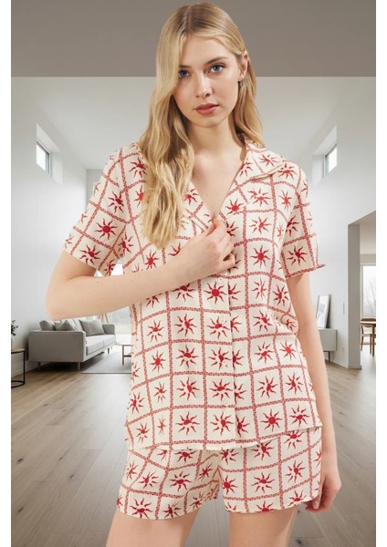 Bohem Tarzı Güneş Desenli Viskoz Pijama Takımı Yaz Için Ideal Yüksek Kalite Trend Tasarım