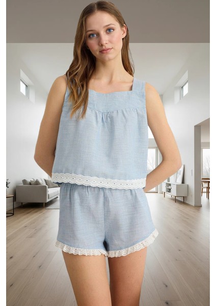 Rahat Kesim Pijama Takımı Pamuklu Dantelli Yazlık Yüksek Kalite Modern Stil Uzun Ömürlü fiyatları