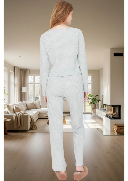 Örme Pijama Takımı Lastikli Regular Geniş Paça 2 Parça Rahat Günlük Özel Tasarım modelleri