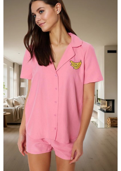 Rahat Yazlık Pijama Takımı Saten Kumaş ve Nakış Detay Premium Kalite Konforlu Kesim