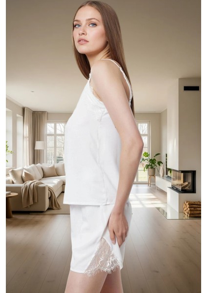 Rahat Yazlık Homewear Viskon Pijama Takımı Dantel Detay Ince Askılı Profesyonel Görünüm fiyatları