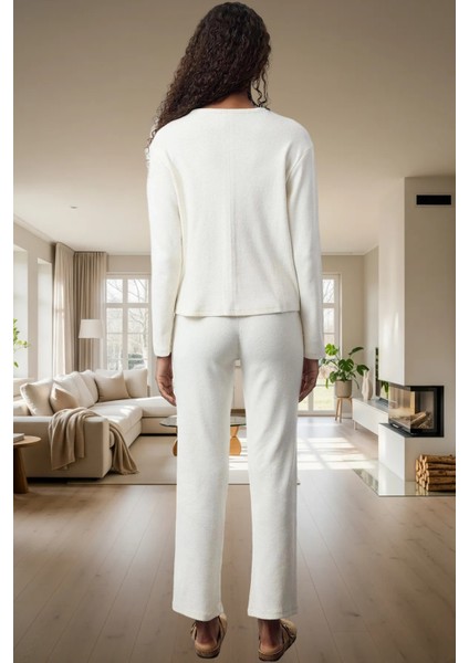 Rahat Pijama Takımı Pamuklu Kaşkorse Örme Hırka ve Pantolon Mükemmel Uyum Kullanım modelleri