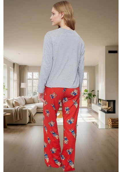 Ayıcıklı Kadın Pijama Takımı; Kışlık Rahat ve 2'li Set Zarifane Tasarım modelleri