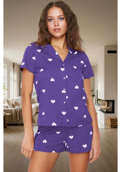 Rahat ve Şık Pamuklu Pijama Takımı Kalpli Desen 2 Parça Yaz Mevsimi Kullanım fiyatları