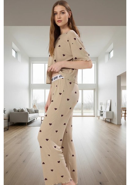 Kalpli Pijama Takımı Polyester Kumaş Boru Paça Regular Kalıp Ev Konforu Dayanıklı Malzeme