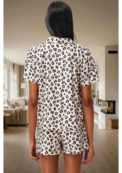 Yazlık Rahat Örme Pijama Takımı; Leopar Desenli Polyester Kumaş Yüksek Kalite Zarifane Tasarım modelleri