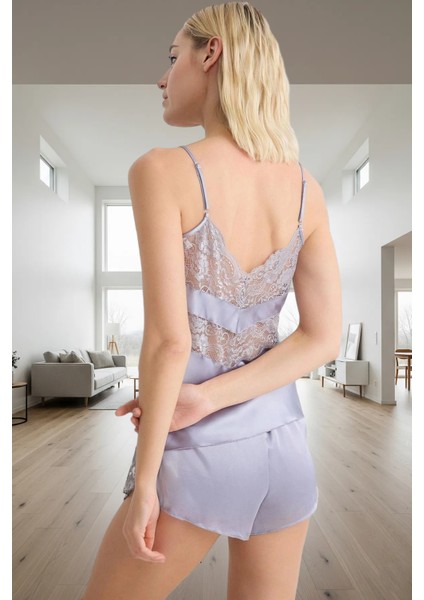 Ince Askılı Saten Pijama Takımı Şortlu Regular Polyester Uzun Ömürlü fiyatları