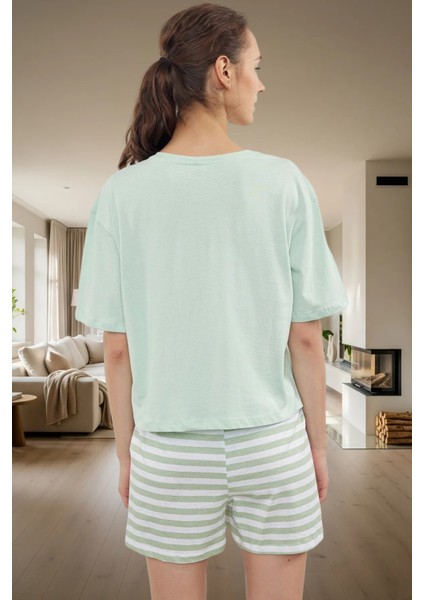 Ayıcıklı Yazlık Pijama Takımı %100 Pamuk Kısa Paça Çizgili Şık Görünüm Özenle Seçilmiş fiyatları