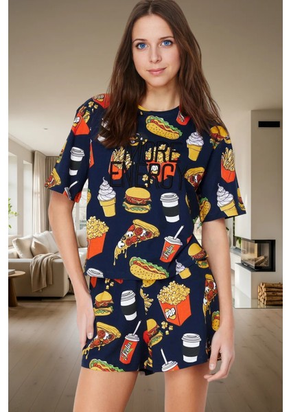 Rahat Yazlık Çok Nakışlı Polyester Örme Pijama Takımı Kullanım Premium Kalite