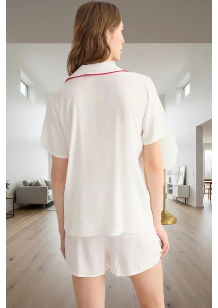 Rahat Viskoz Pijama Takımı Şortlu Kalpli Detaylı Yazlık Günlük Kullanım Için Özenle Seçilmiş modelleri