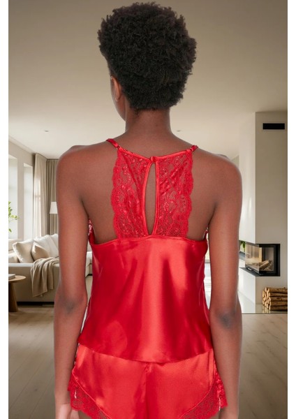 Rahat Saten Pijama Takımı Dantelli Kolsuz Kısa Paça Yazlık ve Şık Trend Tasarım fiyatları
