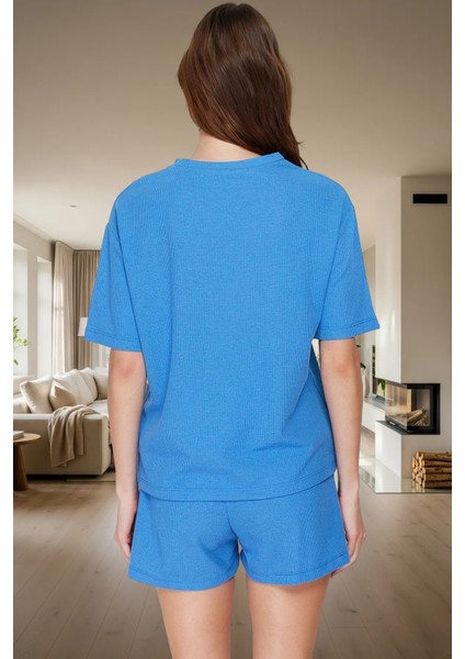 Yazlık Pijama Takımı Waffle Kumaş Örme Rahat Kalıp 2'li Mükemmel Uyum Konforlu Kesim modelleri
