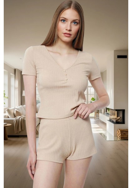 Rahat ve Şık Örme Pijama Takımı Pamuk Polyester Kısa Kollu Yaz Mevsimi Uzun Ömürlü fiyatları