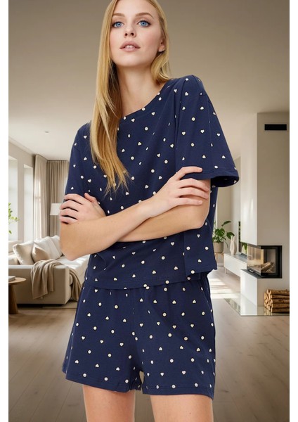 Puantiyeli Kalpli Pamuklu Pijama Takımı Rahatlık ve Şıklık Bir Arada Dayanıklı Malzeme