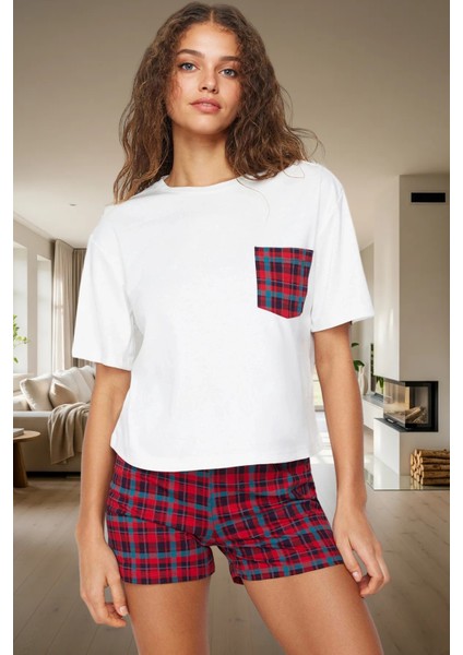 Yazlık Ekose Pamuklu Pijama Takımı Rahat Şık ve Nefes Alabilir Premium Kalite Trend Tasarım