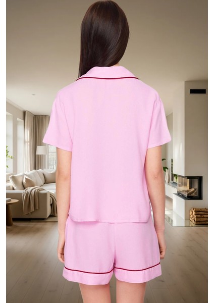 Shally Dokuma %100 Viskoz Biyeli Detaylı Rahat Ev Giyim Pijama Takımı Şık Görünüm modelleri