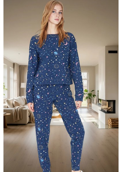 Galaksi Desenli Örme Pijama Kışlık Konfor ve Şıklık Yüksek Kalite Premium fiyatları