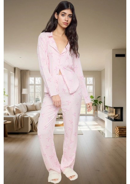 2'li Kalp Desenli Viskon Pijama Takımı Shally Dokuma Rahat Kalıp Kullanım fiyatları