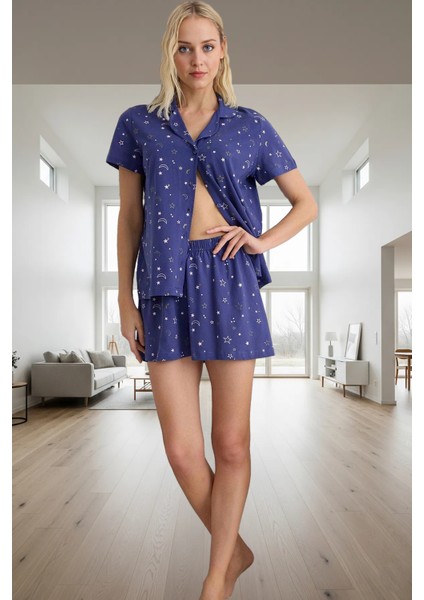 Yıldız Desenli Rahat Örme Pijama Takımı %70 Polyester %30 Pamuk Seçkin Malzeme Özel Tasarım fiyatları