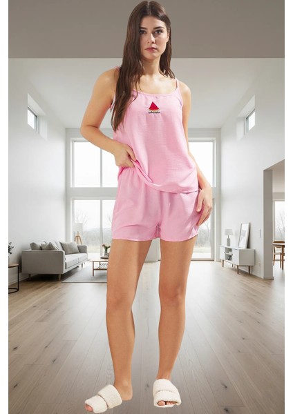 Yazlık Pijama Takımı Kedi Nakışlı Rahat ve Şık Dayanıklı Malzeme Mükemmel Uyum Seçkin