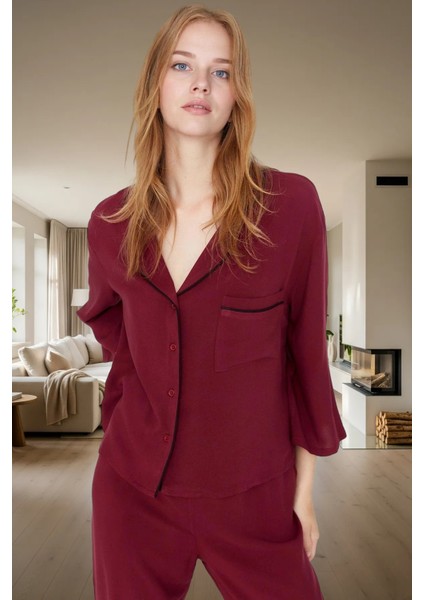 Ev Giyim Pijama Takımı Viskon Shally Dokuma Kışlık Modern Stil Özel Tasarım