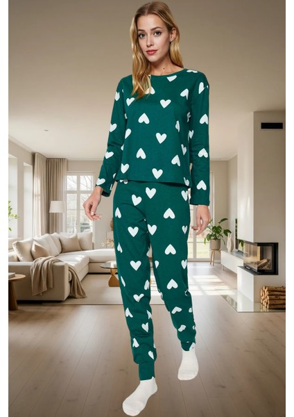 Kışlık Rahatlık 2'li Kalpli Örme Pijama Takımı %100 Pamuk Mükemmel Uyum Özenle Seçilmiş fiyatları